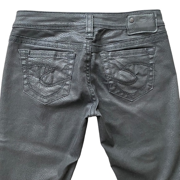 Silver Aiko Black Faux Snakeskin Skinny Jean 27/31 - Picture 9 of 12